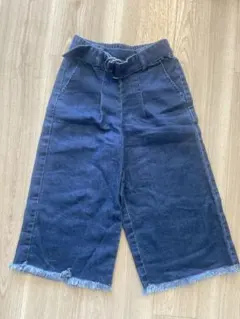 ダークブルー ワイドパンツ ウエストベルト付き110cm