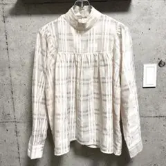 TRANOI トラノイ　チェック　シアーブラウス　アイボリー 韓国