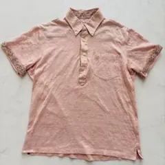 Simple Life 半袖ポロシャツ リネン混 花柄 M（C375）