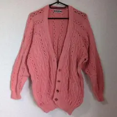 ニットカーディガン ピンク サーモンピンク