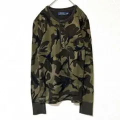 ポロラルフローレン　ヘンリーネック長袖カットソー カモフラ 迷彩 ハーフボタン