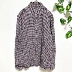 【ドゥクラッセ】長袖チェック柄シャツ マルチカラー M コットン100%