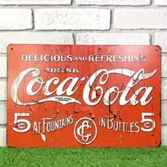 45番】コカコーラ ガレージ アメリカン雑貨 メタルサイン ガレージ ブリキ看板