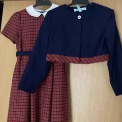 familiar チェック柄アンサンブルワンピース 120