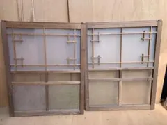 레트로 오래된 나무 프레임 윈도우 몰딩 다이아몬드 유리 도어 2 장 오래된 가구 매장 가구 칸막이 리메이크