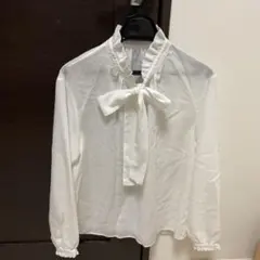 25SS Ballsey グロスアムンゼン フリルカラーリボンブラウス 白