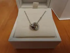 4°C ダブルリングネックレス 9月誕生石 サファイア