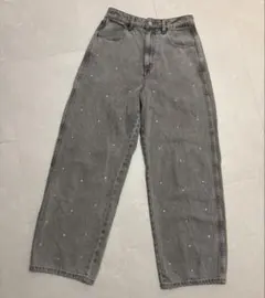 グローバルワーク GOOD デニム プレミアムバギーパンツ ビジュー Lサイズ