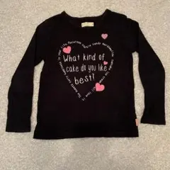 期間限定価格　120㎝　ハートプリントの黒い長袖カットソー