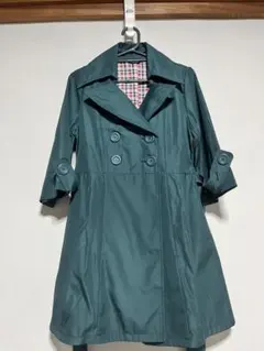 新品　グリーン ダブルブレスト コート　春コート　M 可愛らしい