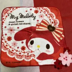 サンリオ  マイメロ　40th  ガーリッシュレッド  プチタオル　ハンドタオル