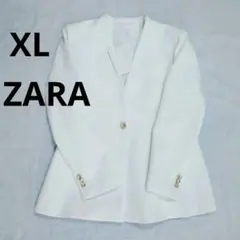 新品タグ付 ZARA ザラ ノーカラージャケット 金ボタン ホワイト XL