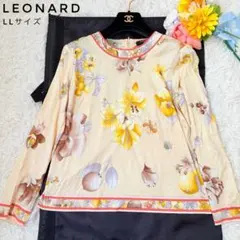 大きいサイズ　洗える　レオナール　カットソー　花柄 フルーツ柄　トリム　日本製のサムネイル