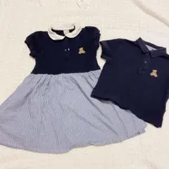 petit main 半袖 ポロシャツ ワンピース セット リンク　姉弟