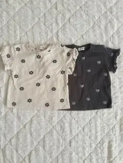branshes 半袖Tシャツ 2枚セット 90cm 花柄 ハートのサムネイル