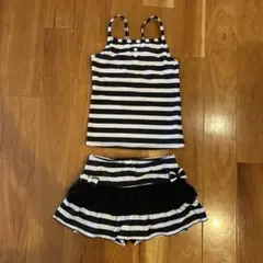 セパレート水着 女の子 130cm 白黒ストライプ