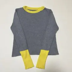 【11月末まで】open close グレー/イエロー　リブニット