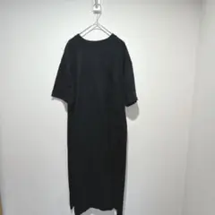 【ミリアンデニ】黒 半袖 ロングTシャツ　ワンピース 　スリットあり　Mサイズ