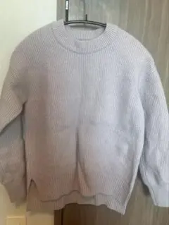 HAMILTON LAMBSWOOL リブ編みセーター 長袖 ライトパープル