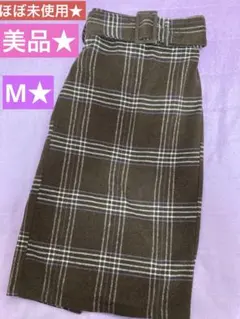 美品★ほとんど使わず★ロングタイトスカート★M★秋冬物★ブラウンチェック★