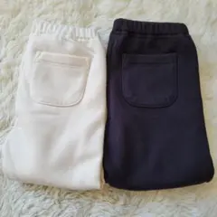 ユニクロUNIQLOベビー　サイズ90 フリースレギンス白黒2枚セット
