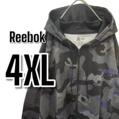 【924】 Reebok リーボック 4XL 大きめ 迷彩 ジップアップ 青 黒
