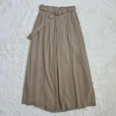 ◆ニコアンド　ガウチョパンツ　ウエストゴム　ベルト　麻　ゆったり　ベージュ　3