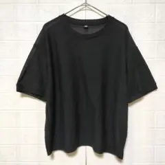 UNIQLO ユニクロ (M)　シアー クルーネックＴ　半袖　ブラックのサムネイル