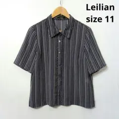Leilian レリアン　半袖ストライプシアーシャツのサムネイル