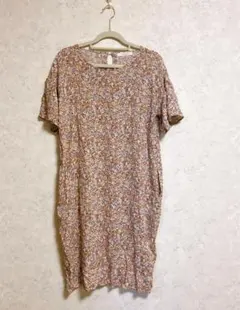 【美品】ショコラフィネ 膝丈 ワンピース 半袖 花柄 レーヨン