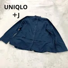 UNIQLO＋J スーピマコットンシャツジャケット ノーカラー ネイビー S