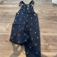 ZARA 花柄刺繍 デニム オーバーオール