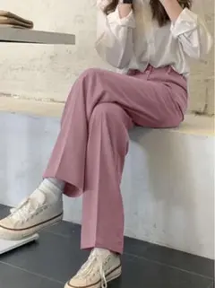 新品タグ付き♡GRL センタープレスストレートワイドパンツ S