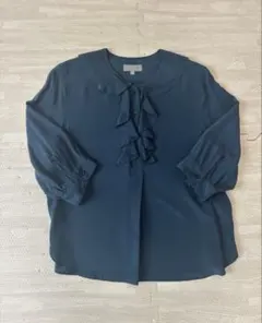 美品 マーガレットハウエル 麻100% リボン付き 半袖ブラウス 2 レッド 