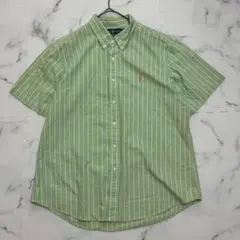 ✨美品✨ラルフローレン　半袖シャツ　ストライプ　緑系　XXL mr431のサムネイル