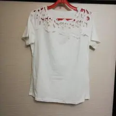 XLサイズ　ホワイト レースデザイン Tシャツ
