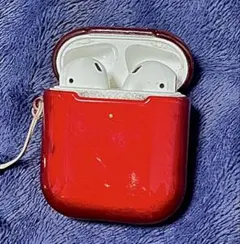 AirPods第2世代 未使用充電ケーブル付き◻️RED保護カバー付き◻️