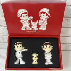 不二家 ペコちゃん ポコちゃん ホワイトクリスマス 陶器フィギュア 箱付