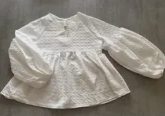 極美品　ラジエム　ブラウス　ボリュームスリーブ ペプラム パール　ホワイト