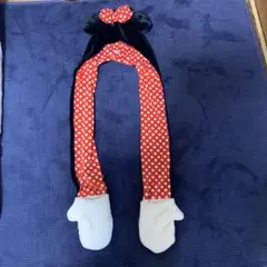 TDRミニーマウス　赤水玉ファンキャップ　マフラーファンキャップ