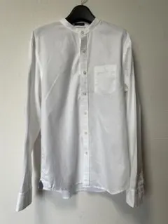 BANANA REPUBLIC 白 ノーカラー長袖シャツ サイズL