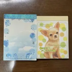 平成レトロ ミニメモ帳 2冊セット（チワワ・音符空デザイン）