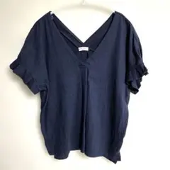 earth music&ecology ネイビー Vネック Tシャツ カットソー