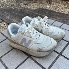 New Balance ホワイト スニーカー 厚底 24.0