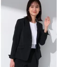 [美品] 2つボタンテーラードジャケット サイズ 38 ブラック INDIVI