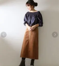 超美品【Spick & Span】太コールフロントZIPスカート　サイズ：38