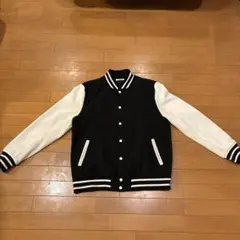 スタジャン ブラック/ホワイト LL