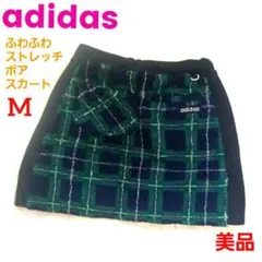 美品■ADIDAS GOLF ゴルフ ボア スカート チェック ネイビー×緑 M