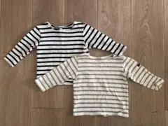 ストライプ 長袖カットソー 2枚セット 90 双子