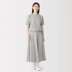 無印良品 ライトスウェットクルーネック半袖Ｔシャツ・フレアスカートセット グレーのサムネイル